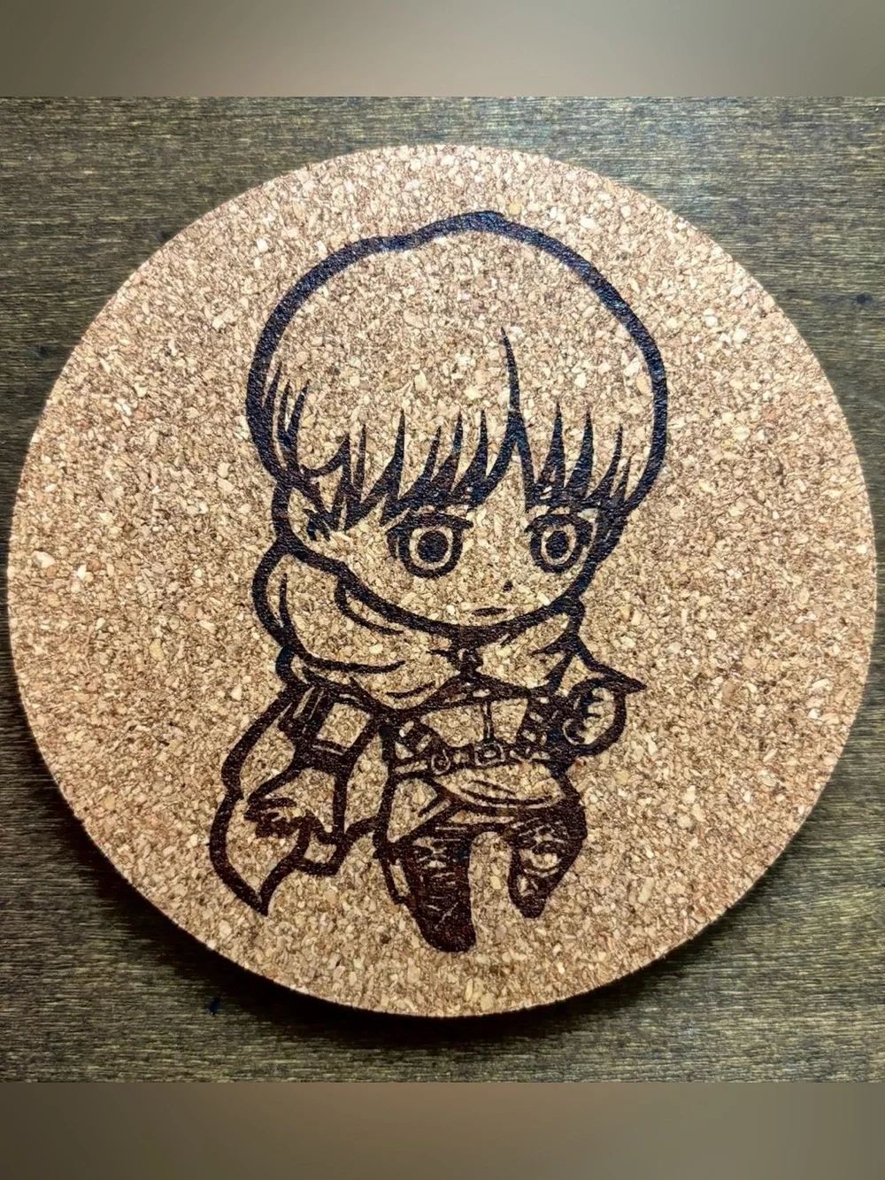 Attack On Titan Armin Arlert Chibi Style Laser Engraved Cork Coaster #2